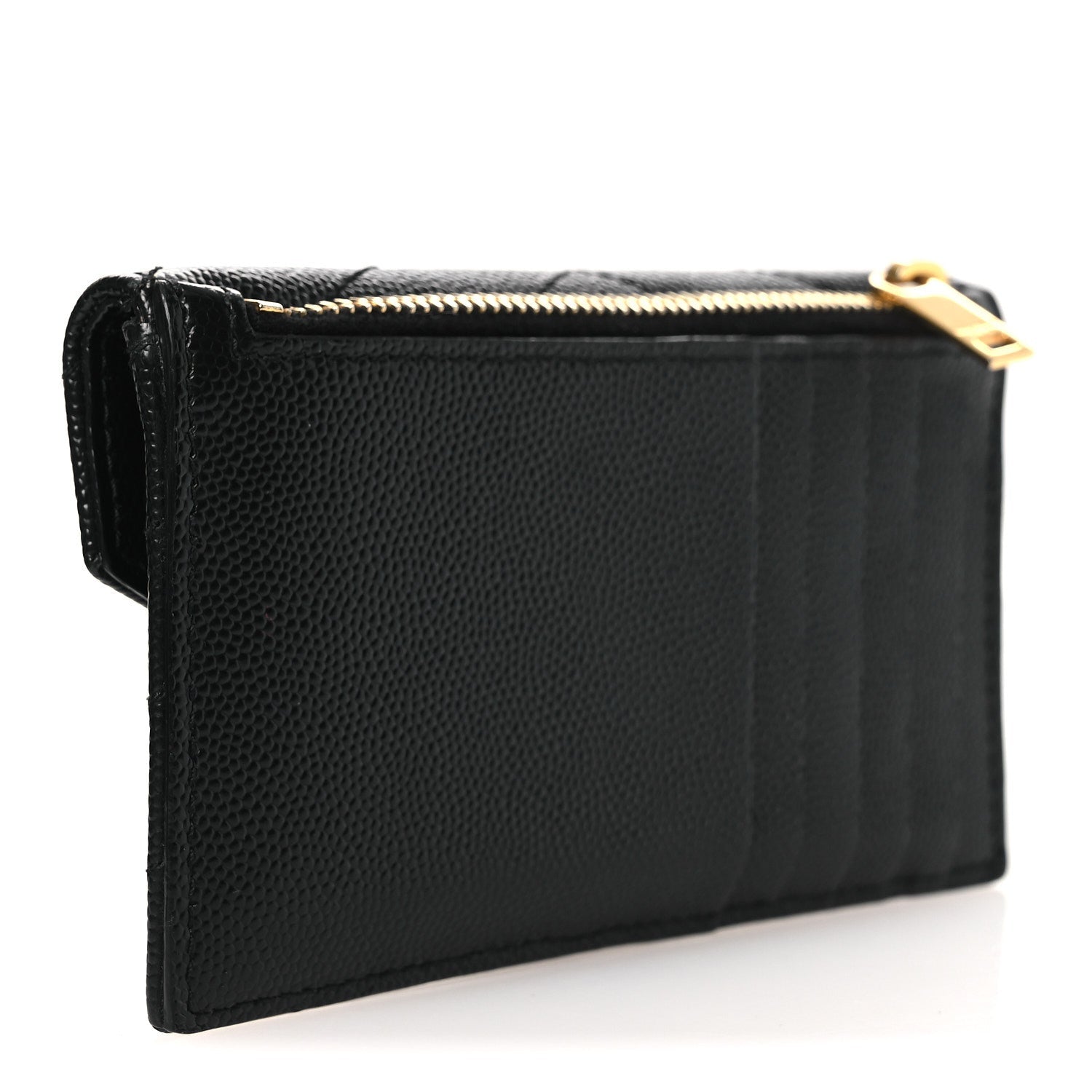 Grain De Poudre Matelasse Chevron Monogram Compact Wallet Black