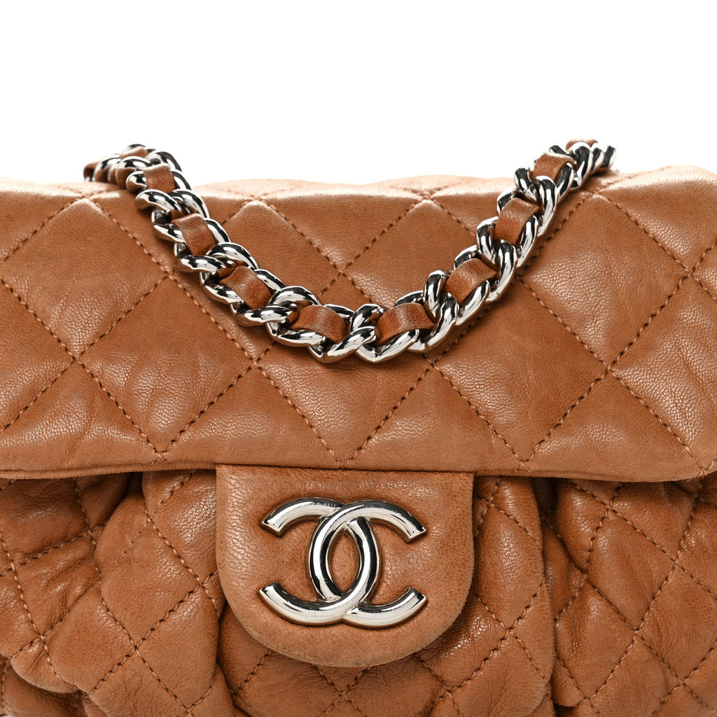 Washed Lambskin Mini Chain Around Messenger Brown