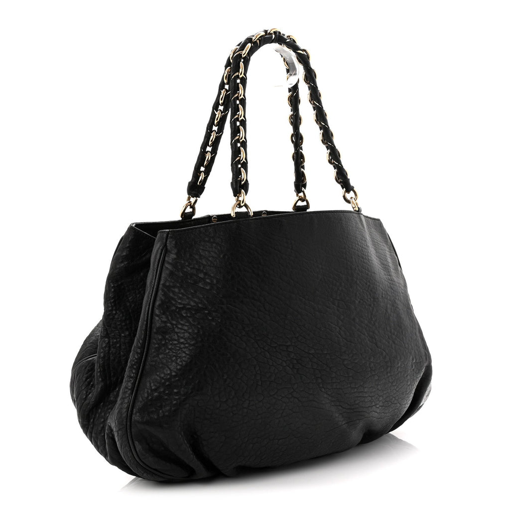 Crinkled Lambskin Mia Tote Black
