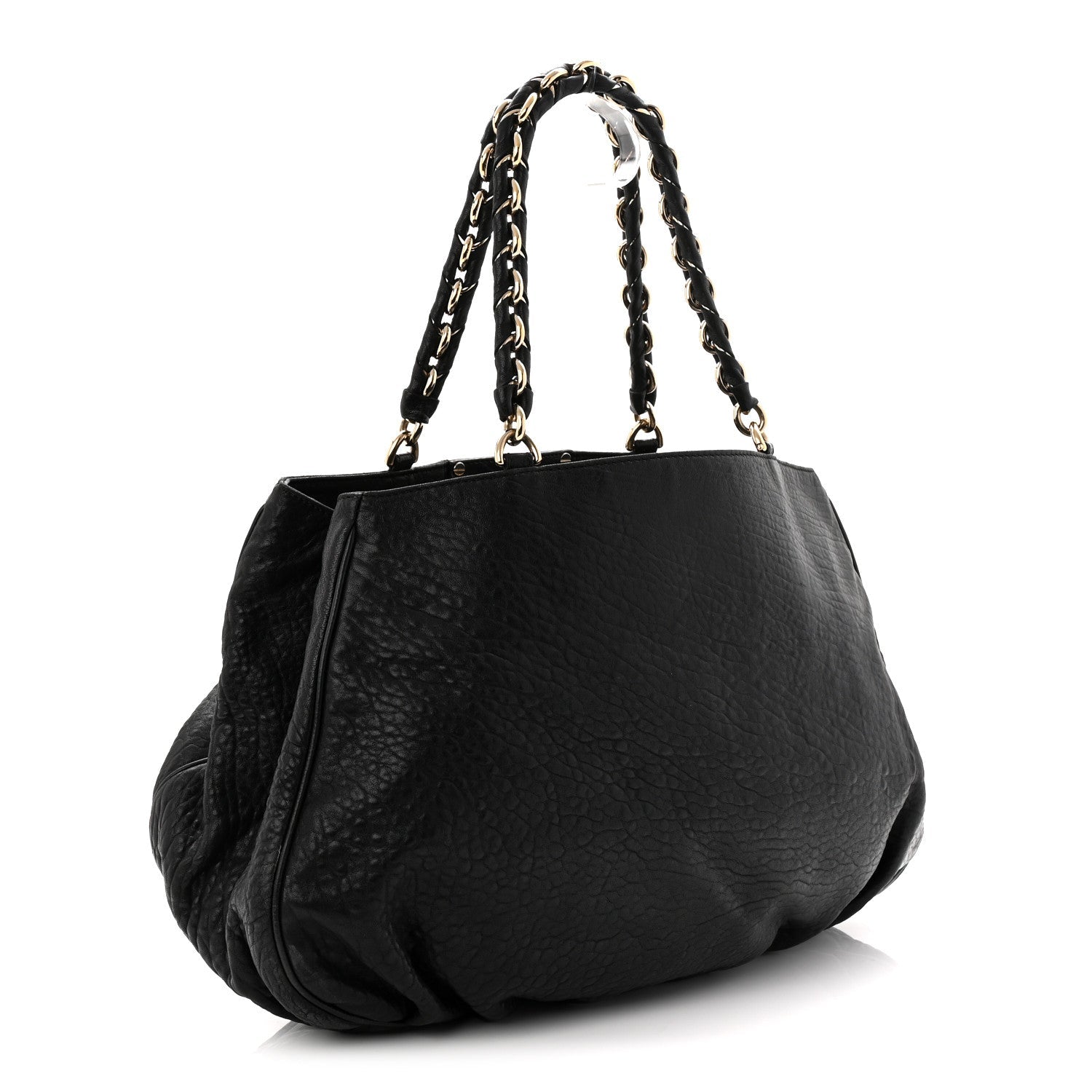 Crinkled Lambskin Mia Tote Black