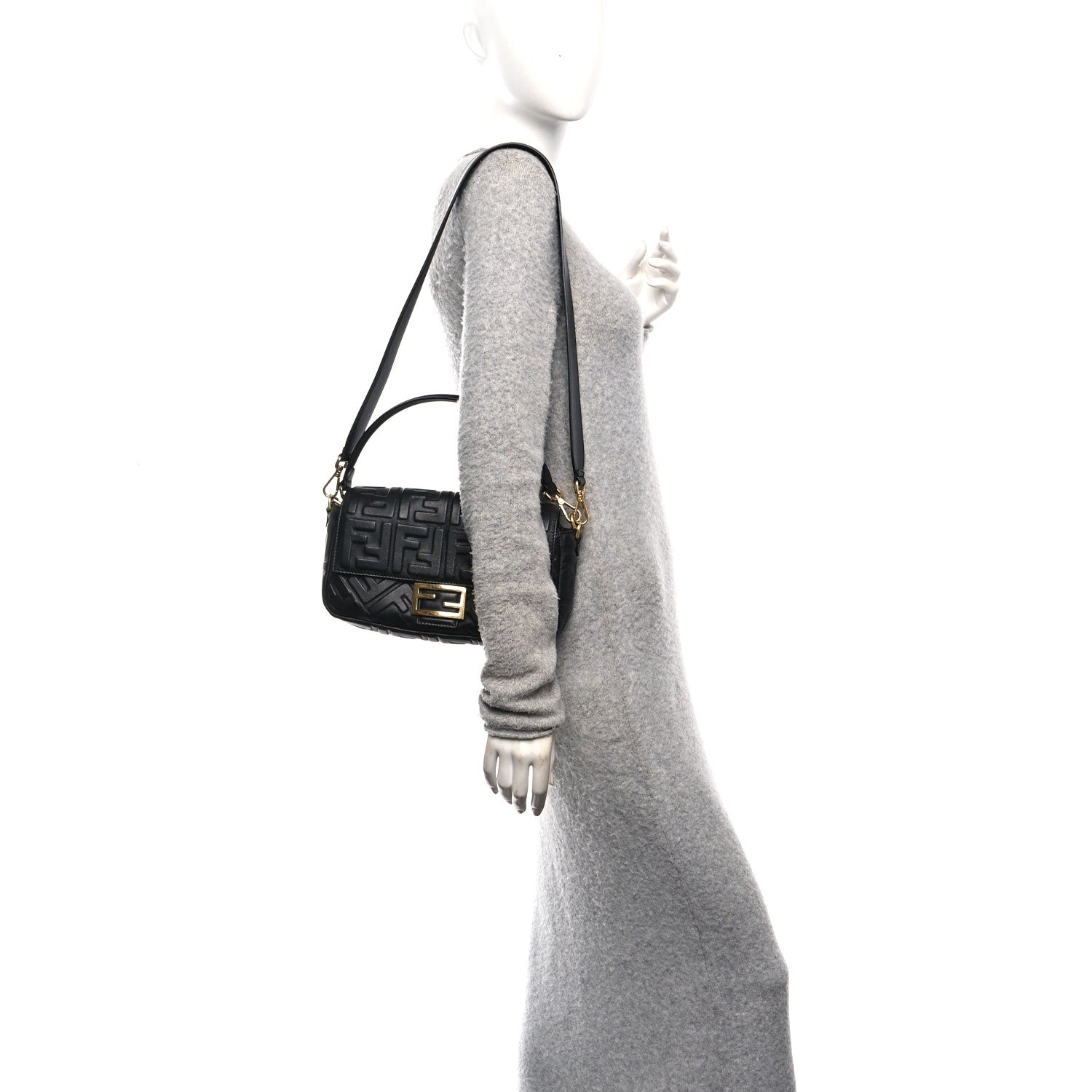 Nappa FF 1974 Embossed Baguette Black