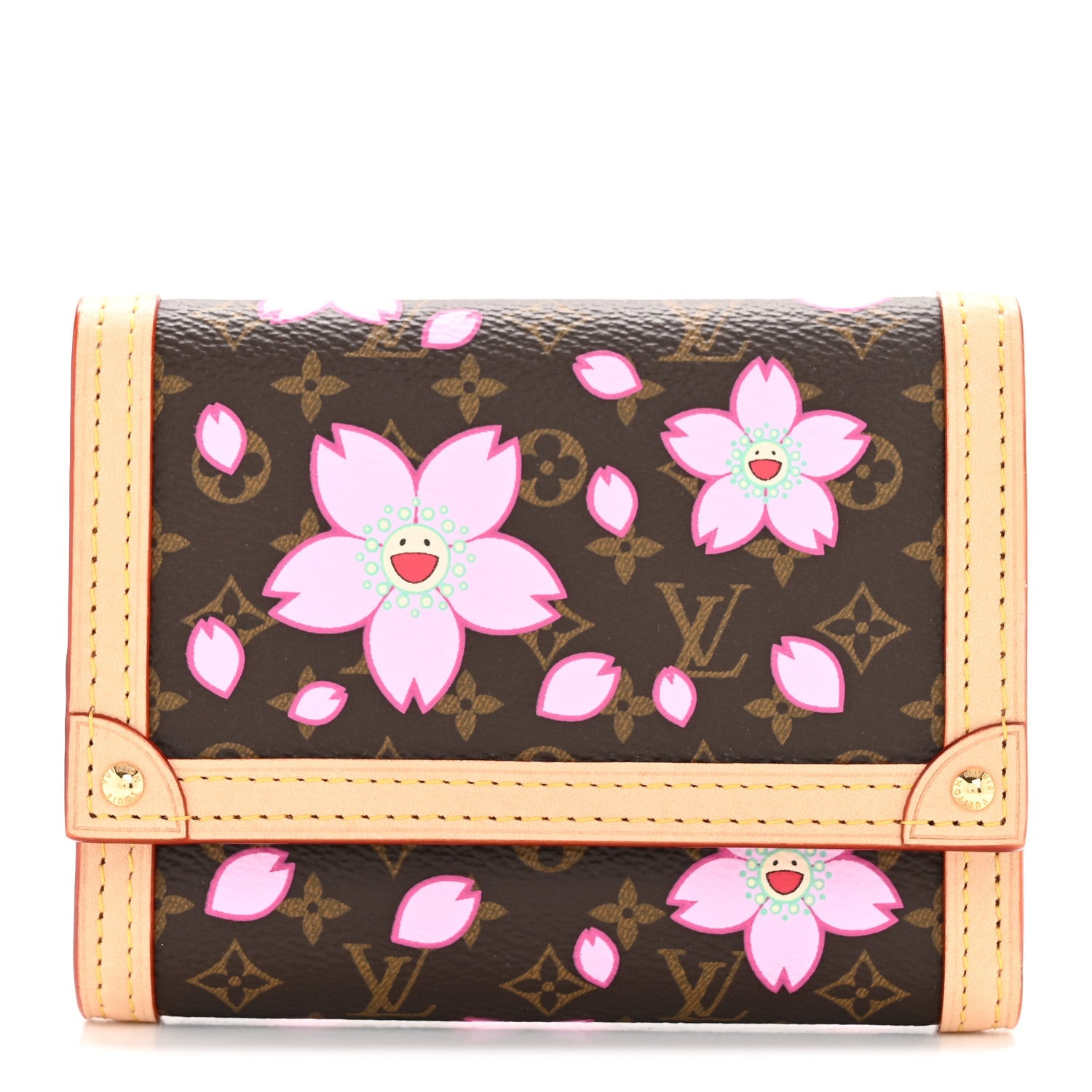 LV X TM Monogram Cherry Blossom Victorine Wallet Sakura Brown