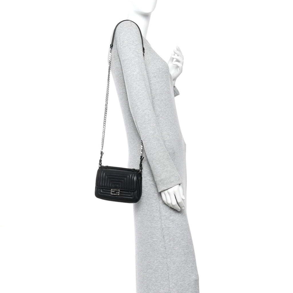 Shiny Nappa Trapuntata Micro Double Baguette Black