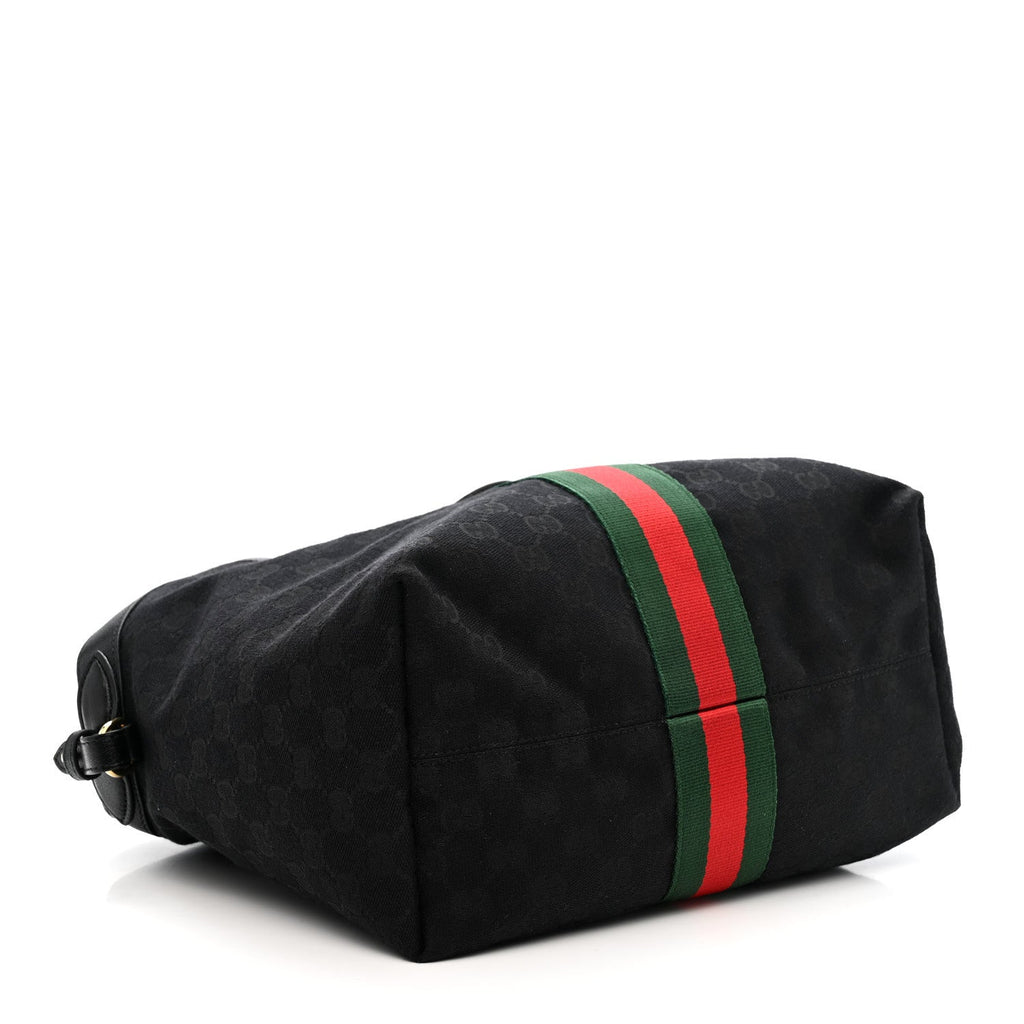 Denim GG Monogram Web Small Giglio Tote Black