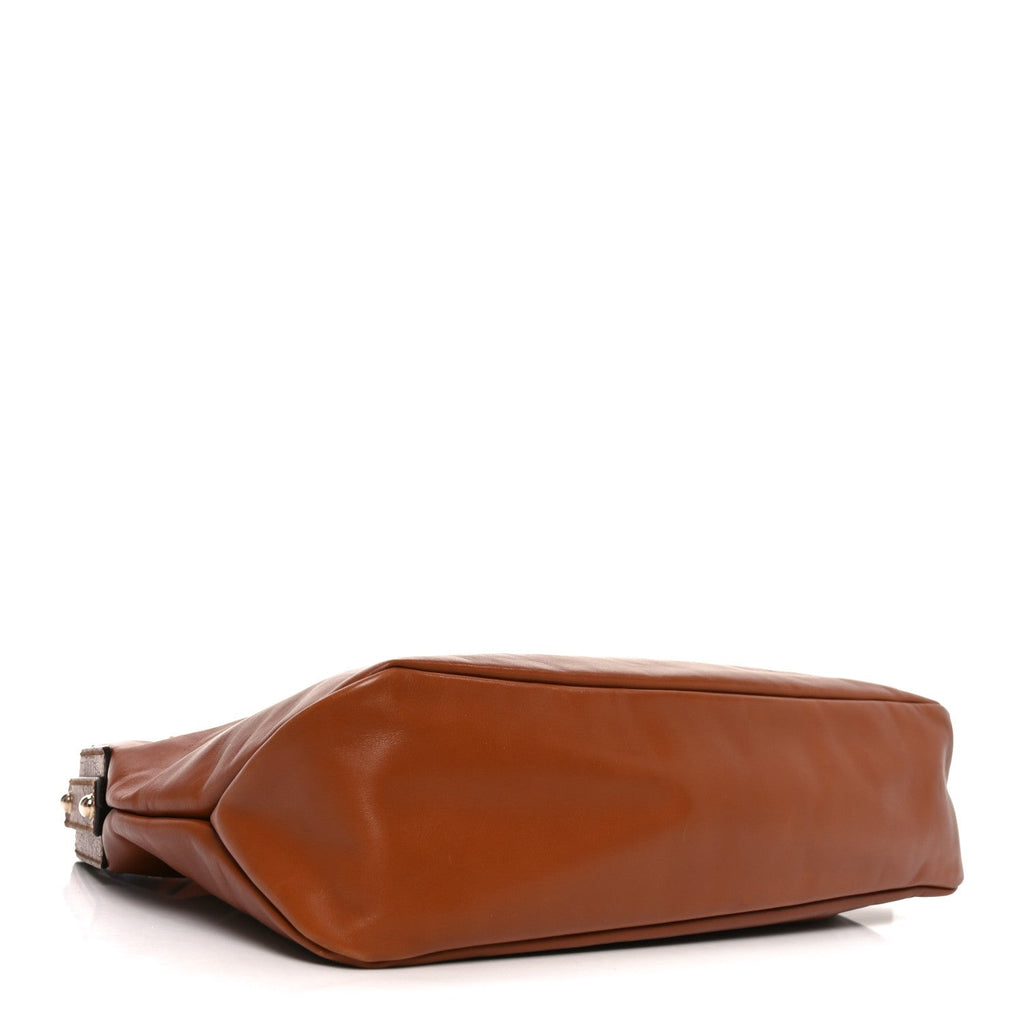 Calfskin Medium Horsebit Chain Hobo Brown