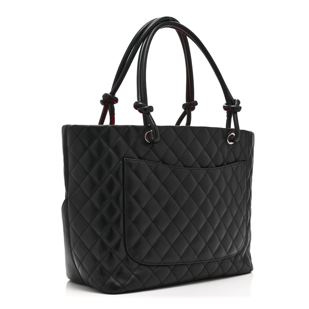 Calfskin Quilted Large Cambon Tote Black