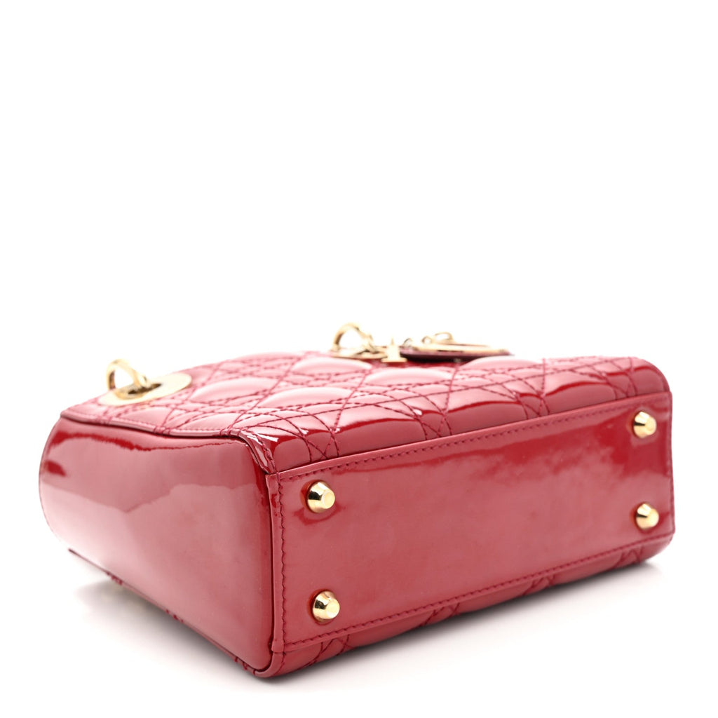 Patent Cannage Mini Lady Dior Red
