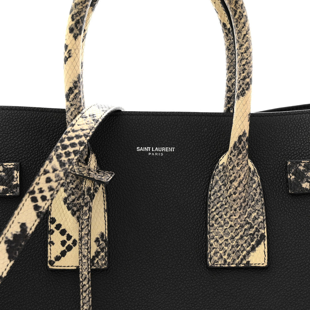Grained Calfskin Embossed Python Small Sac De Jour Black