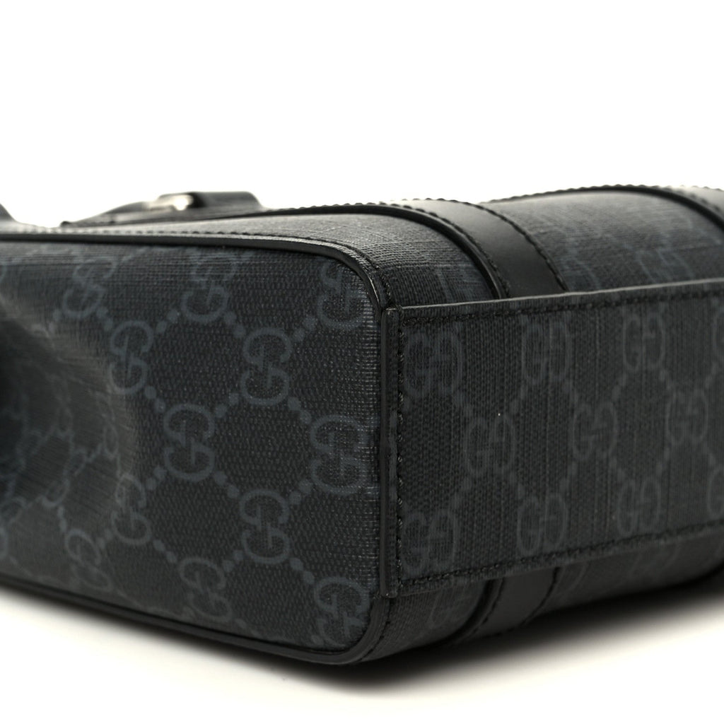 GG Supreme Monogram Appia Calfskin Web Mini Tote Bag Black