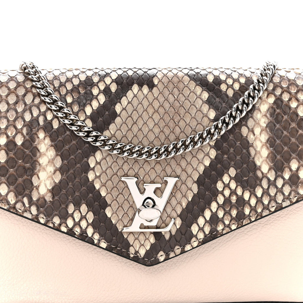 Soft Calfskin Snakeskin My Lockme Chain Bag Pochette Black