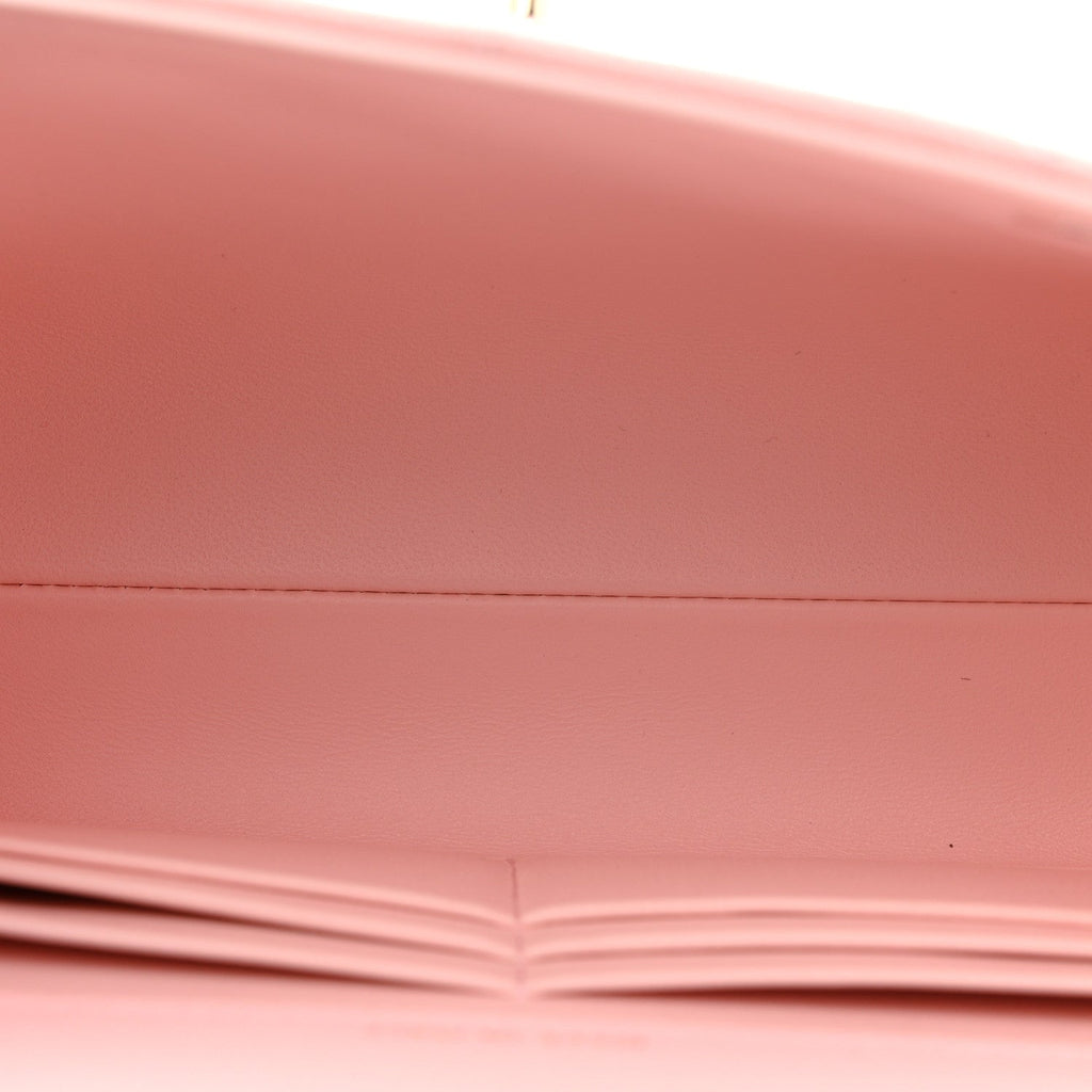 Caviar Quilted Retro Mini Twist Top Handle Clutch Flap Light Pink