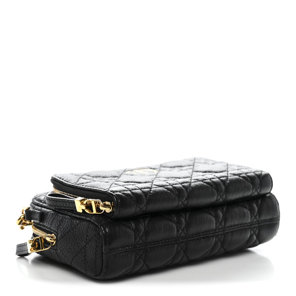 Supple Calfskin Caro Double Pouch Black