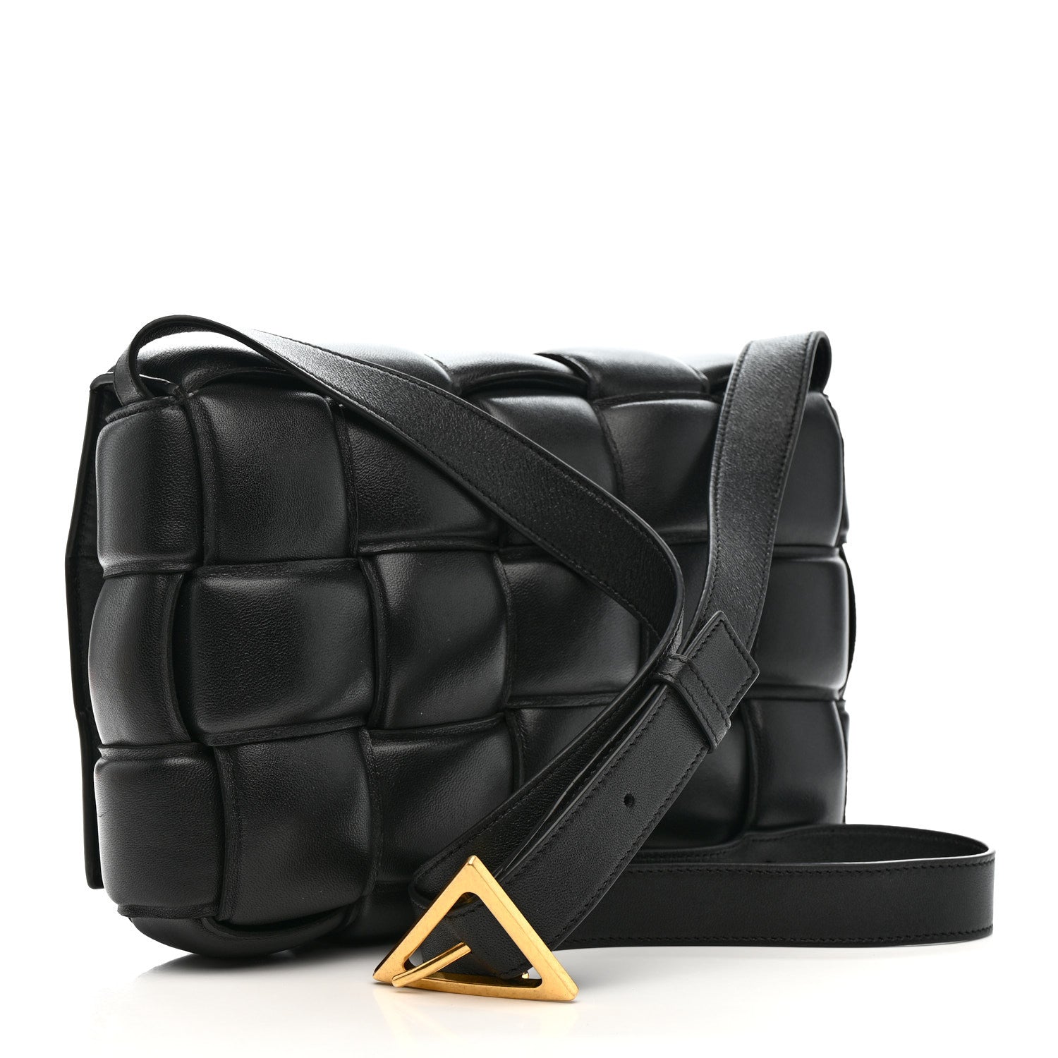 Nappa Maxi Intreccio Padded Cassette Crossbody Bag Black