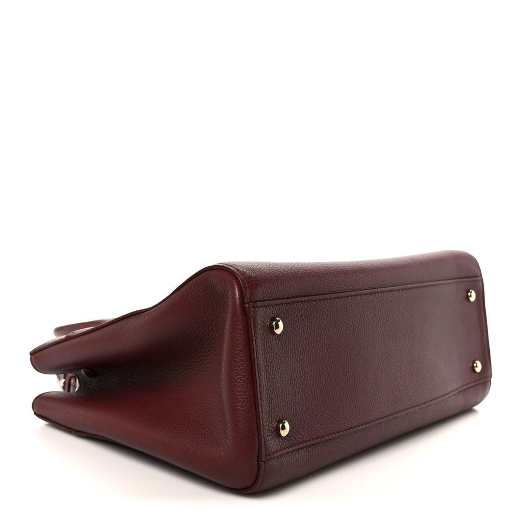 Grained Calfskin Small Neo Executive Shopper Tote Burgundy