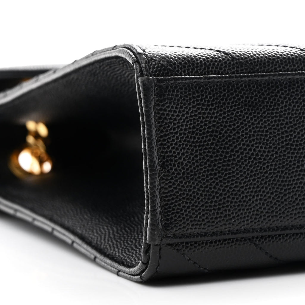 Grain De Poudre Matelasse Chevron Large Monogram Satchel Black