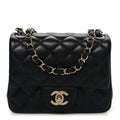Lambskin Quilted Mini Square Flap Black