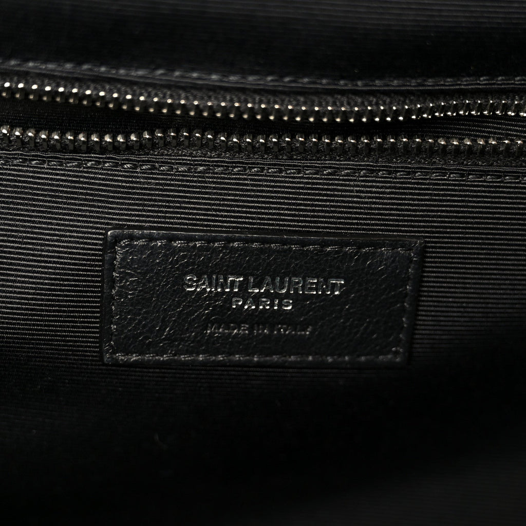 Grain De Poudre Textured Mixed Matelasse Large Triquilt Monogram Satchel Black