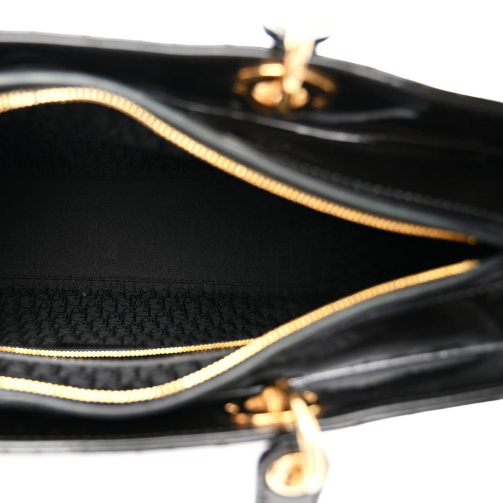 Patent Cannage Large Lady Dior Black