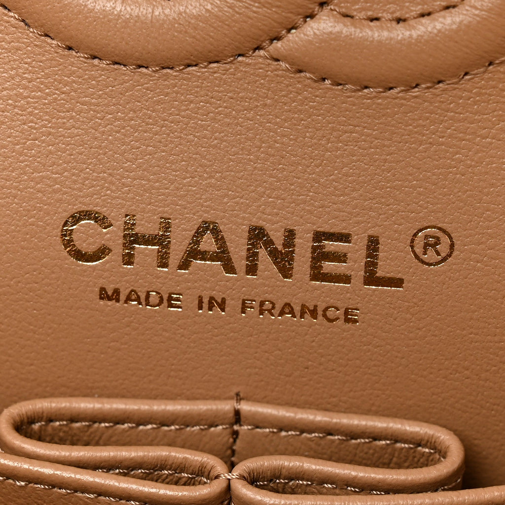 Lambskin Quilted Small Double Flap Brown