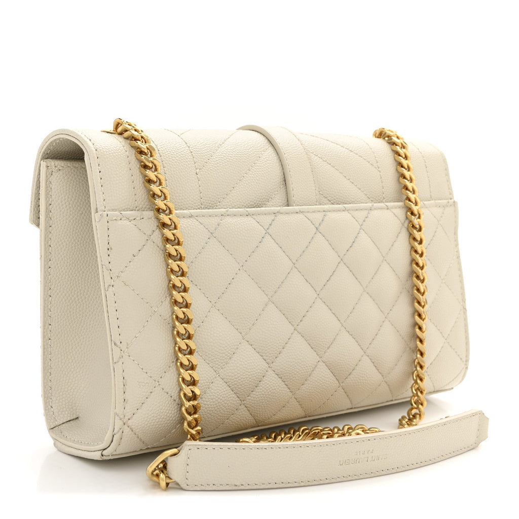 Grain De Poudre Textured Mixed Matelasse Triquilt Small Monogram Satchel Crema Soft