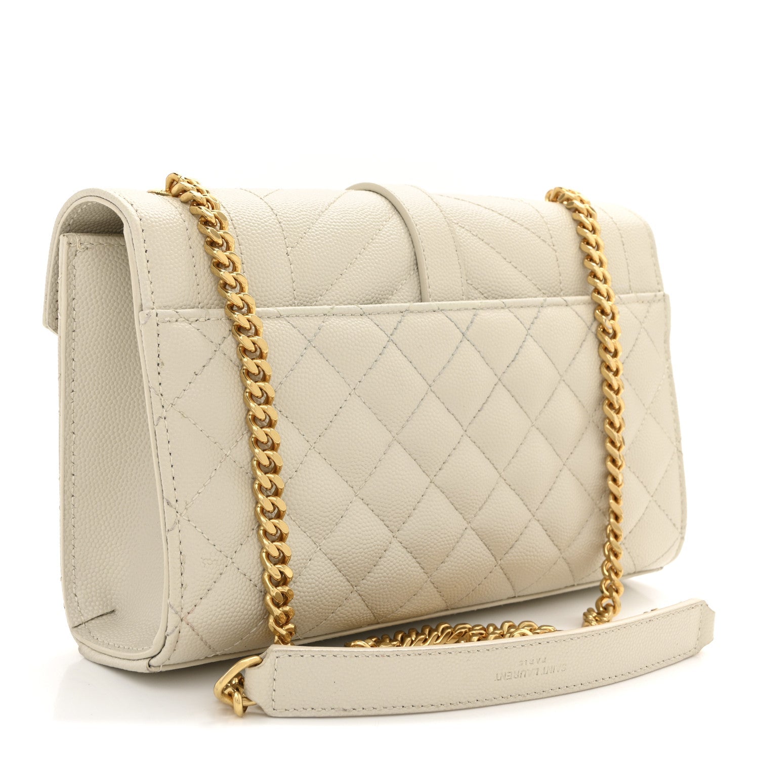 Grain De Poudre Textured Mixed Matelasse Triquilt Small Monogram Satchel Crema Soft