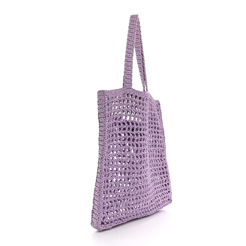 Yarn Raffia Effect Crochet Logo Embroidered Tote Bag Lilium