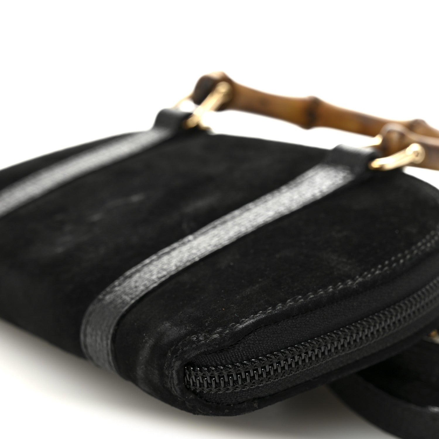 Suede Mini Bamboo Handle Bag Black