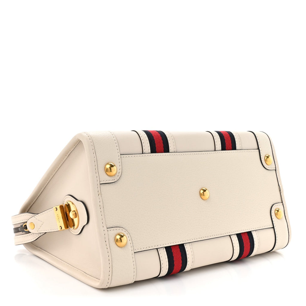 Koi Calfskin Medium Bauletto Duffle Top Handle Bag White