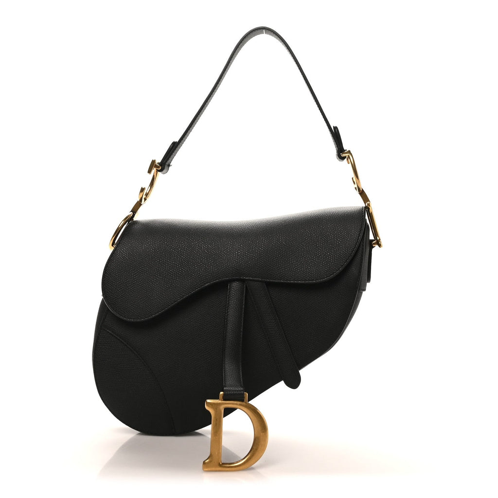 Grained Calfskin Saddle Bag Black