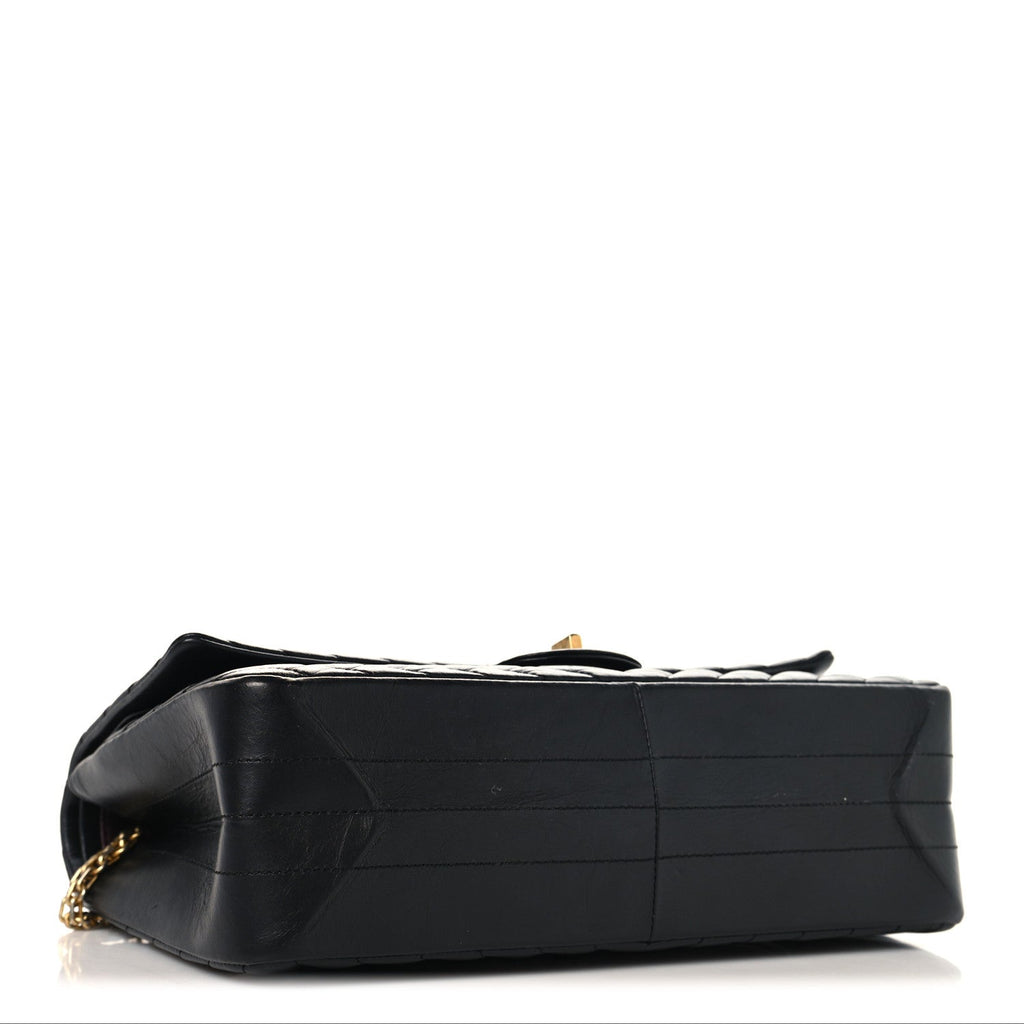 Aged Calfskin Chevron Quilted 2.55 Reissue 226 Flap  Black