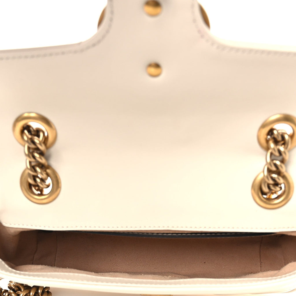 Calfskin Matelasse Mini GG Marmont Shoulder Bag White