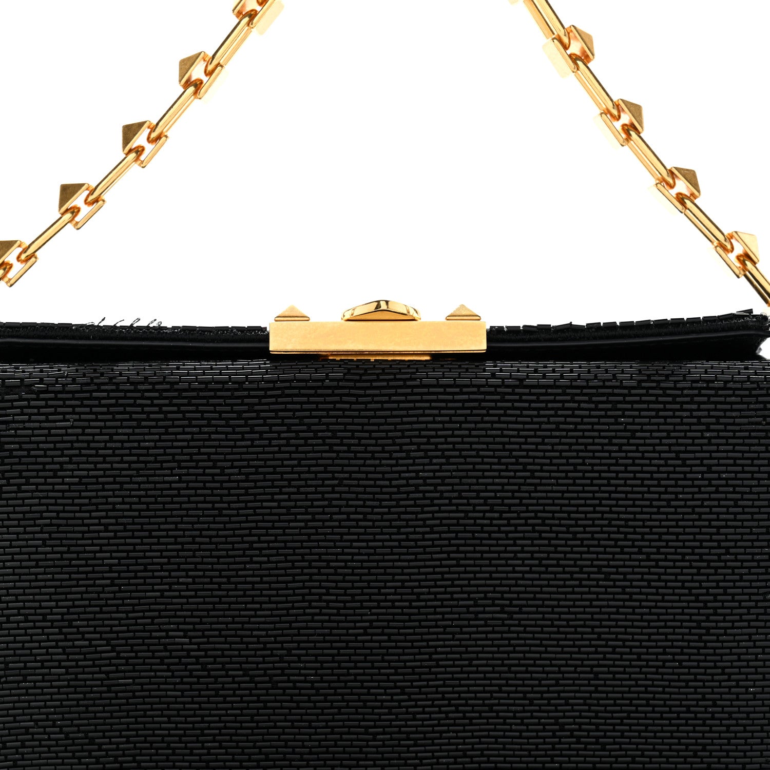 Beaded Rockstud Evening Clutch Black