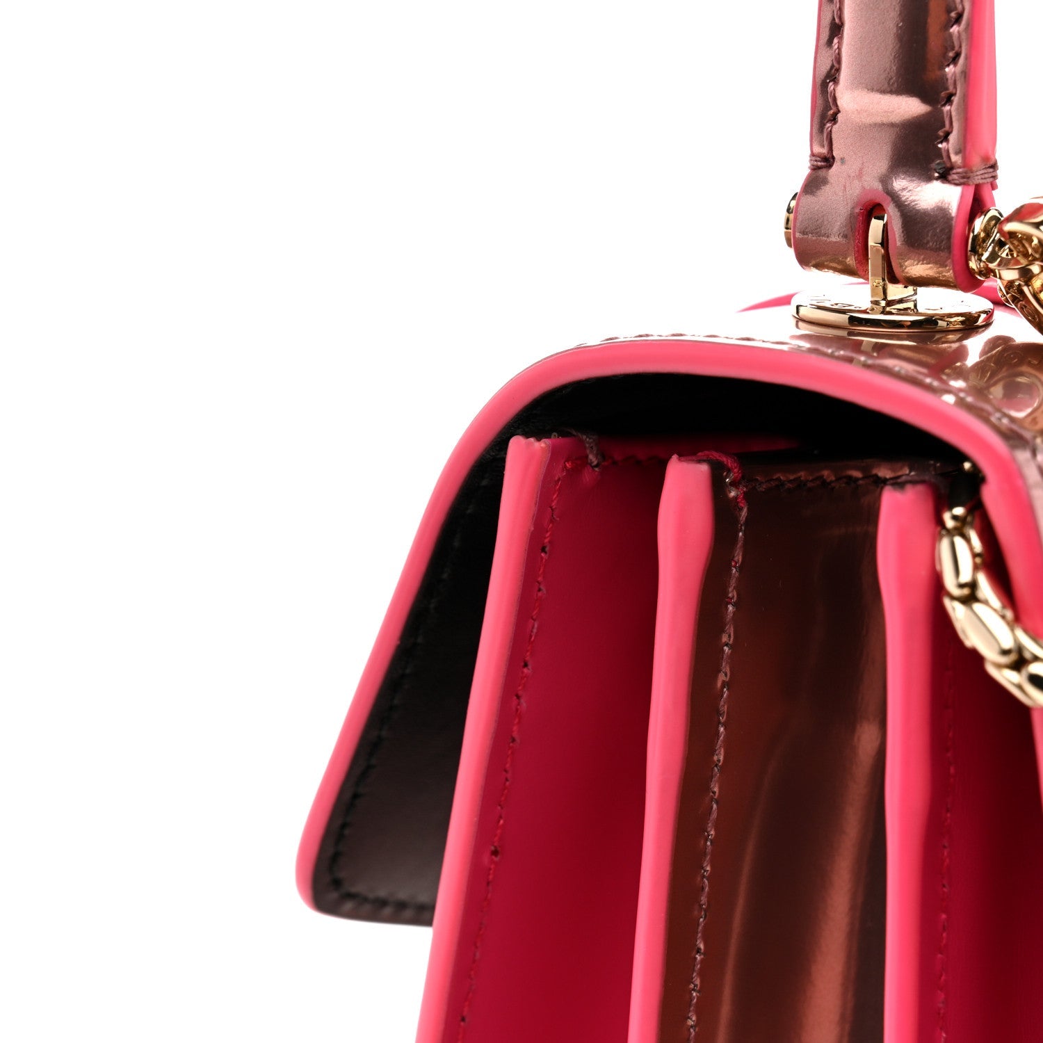 Metallic Calfskin Serpenti Forever Top Handle Pink