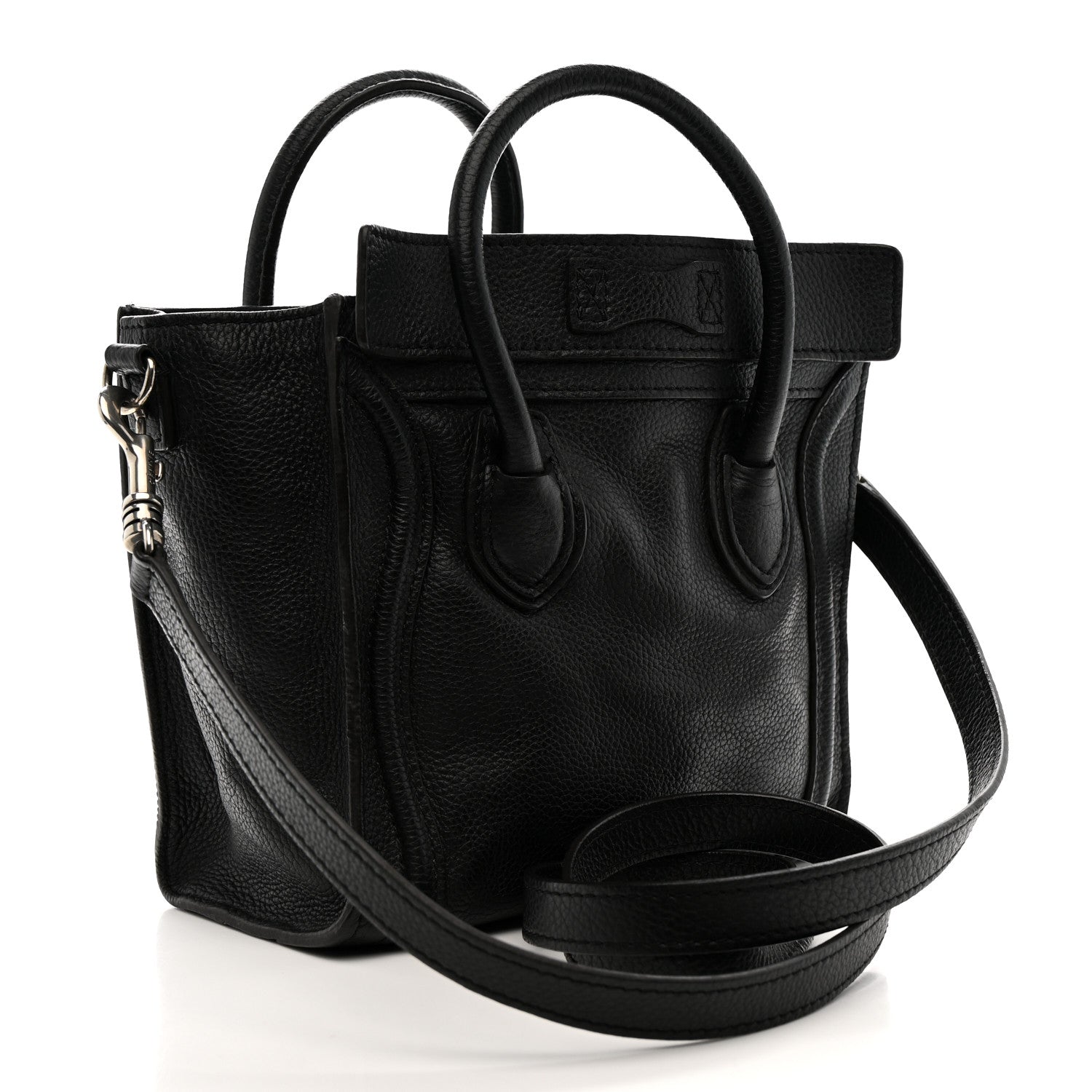 Drummed Calfskin Nano Luggage Black