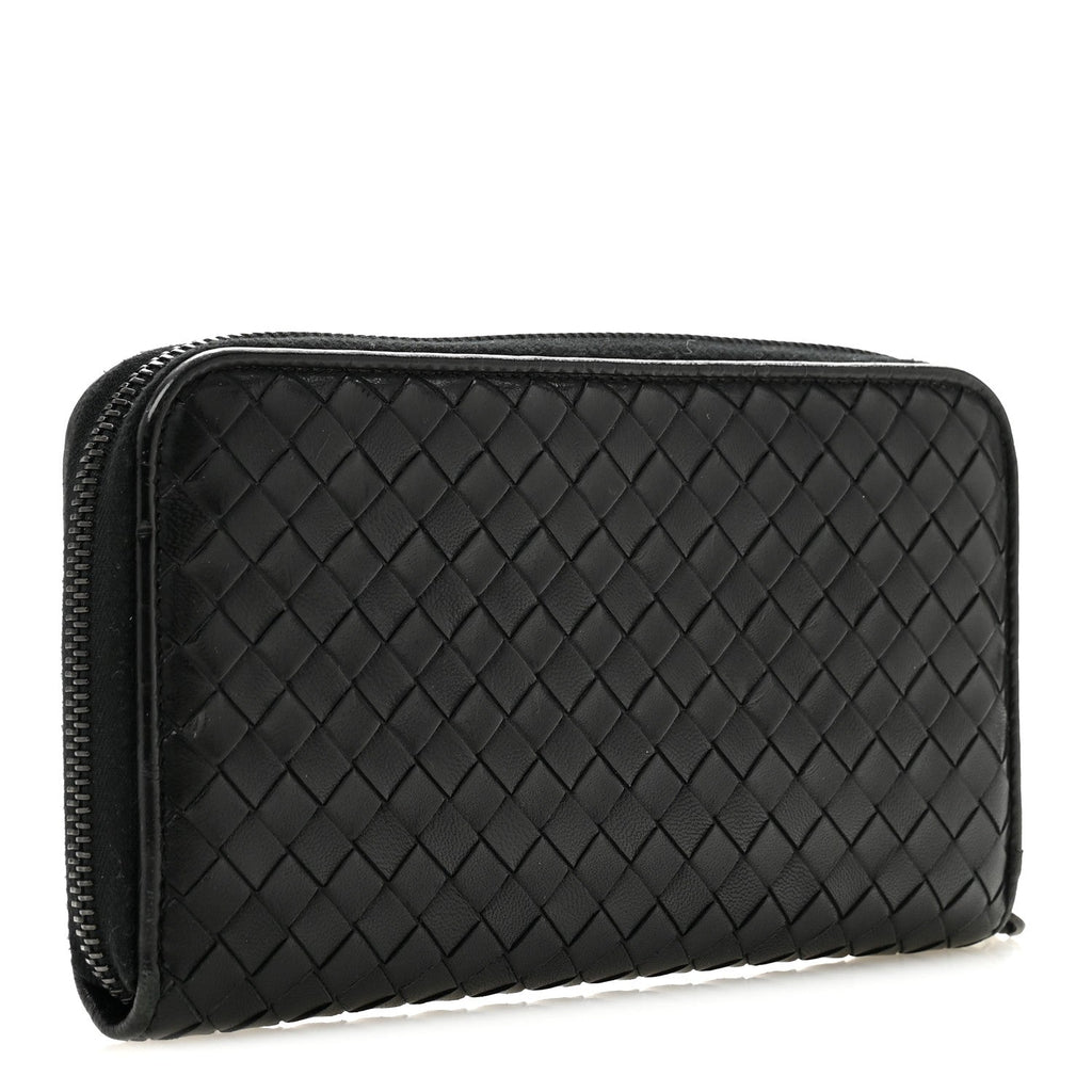 Nappa Intrecciato Zip Around Wallet Black