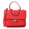 Goatskin Quilted Small CC Box Flap Red