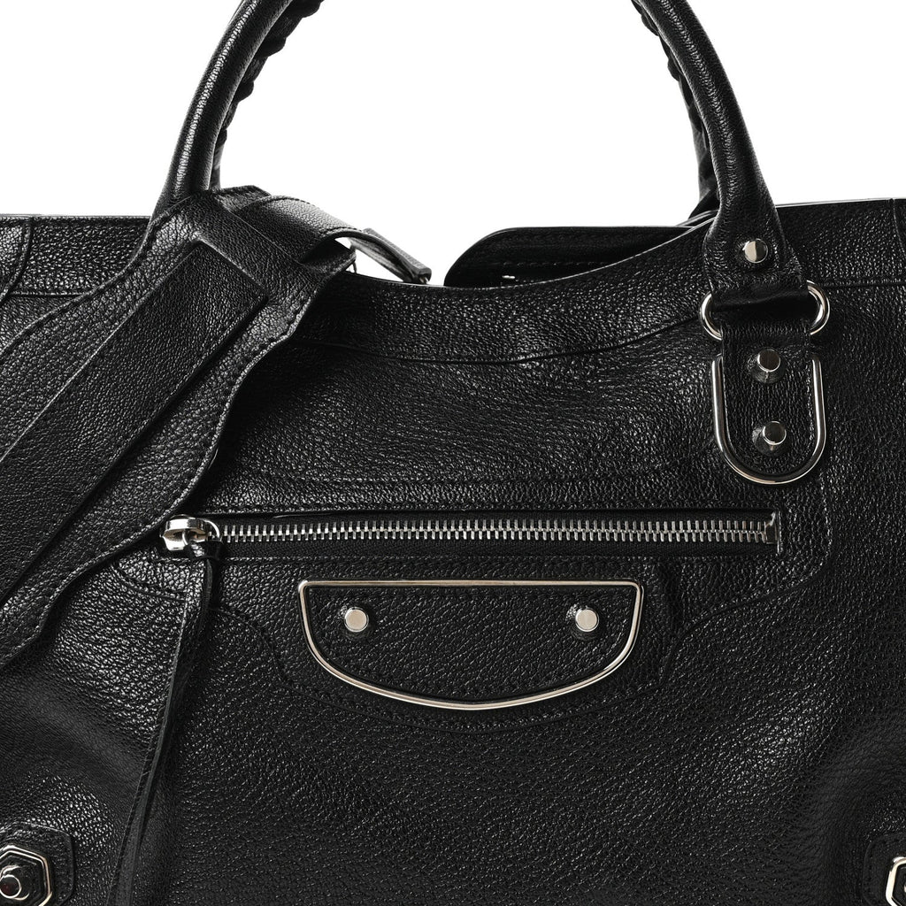 Chevre Silver Metallic Edge Hardware City Black