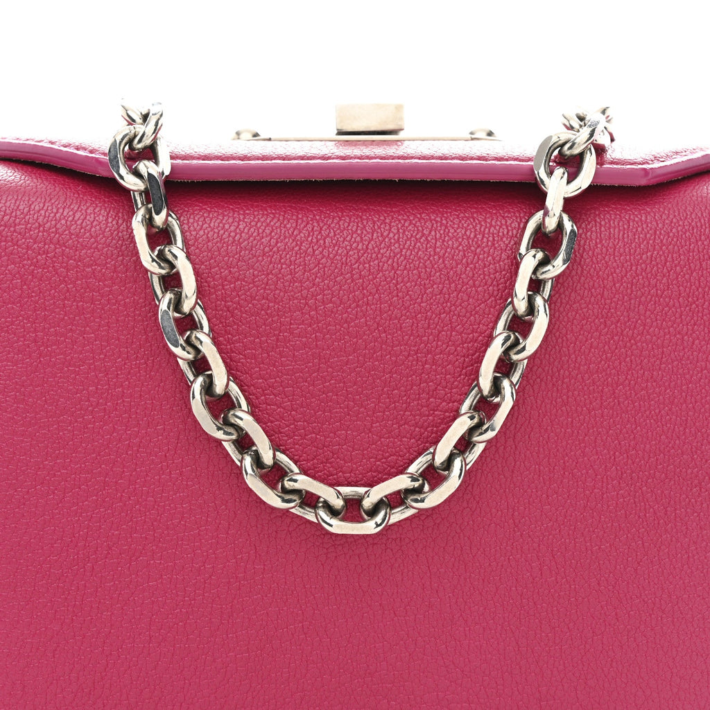 Silky Amish Grain Calfskin Box Shoulder Bag 19 Pink