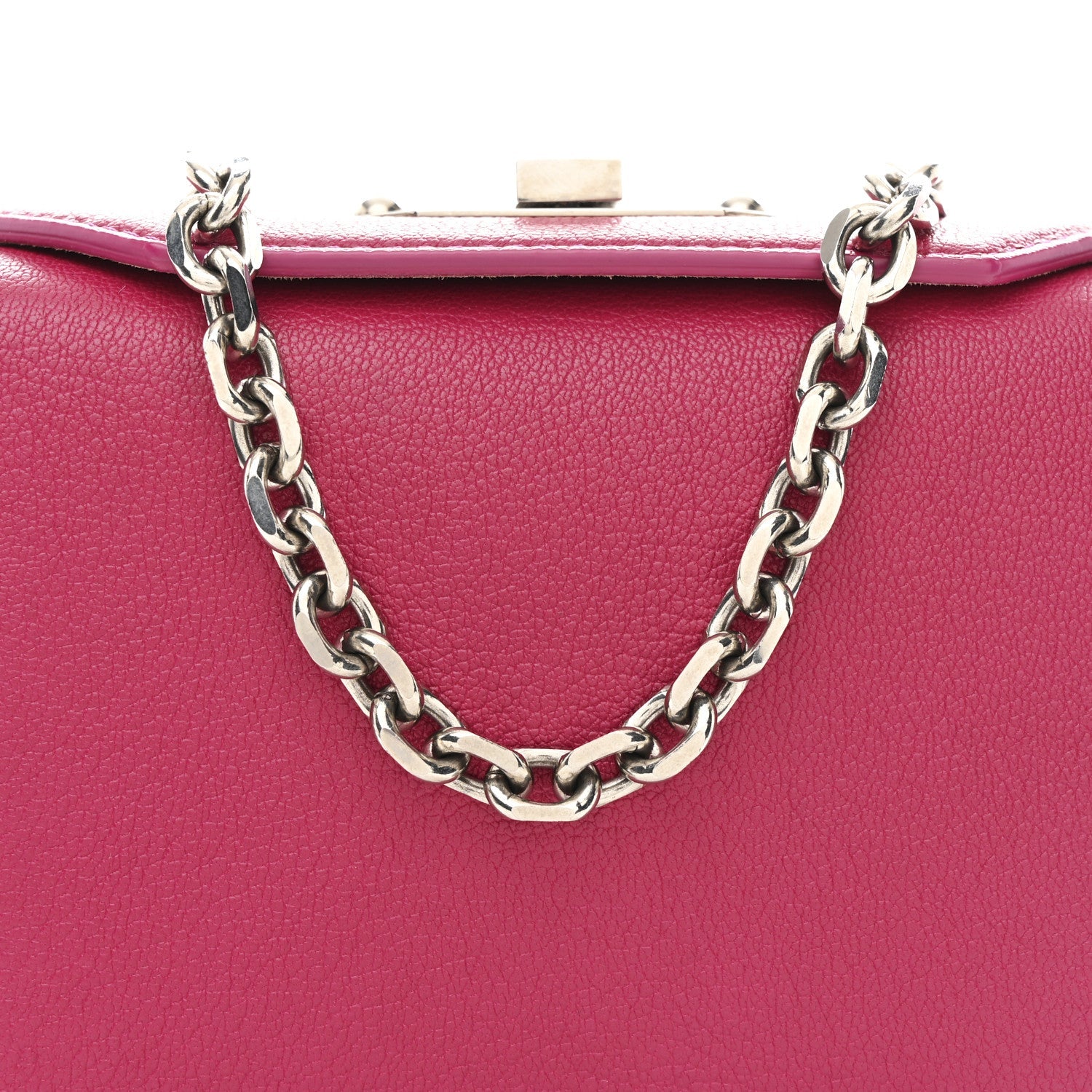 Silky Amish Grain Calfskin Box Shoulder Bag 19 Pink