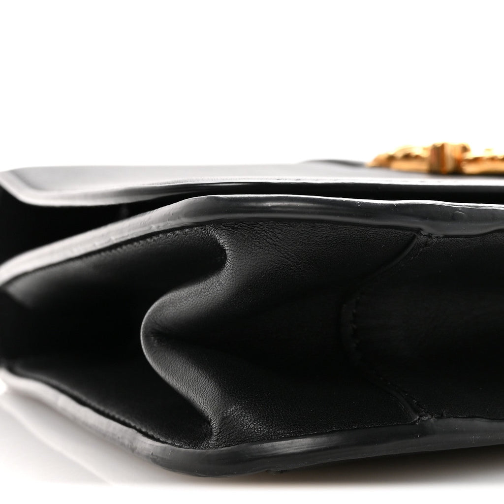 Vitello Barocco Virtus Top Handle Shoulder Bag Black
