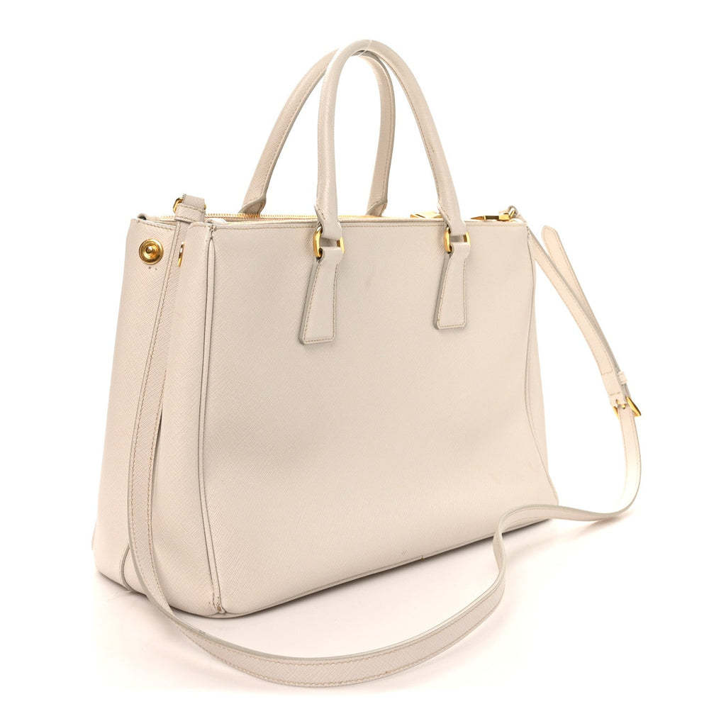 Saffiano Lux Medium Galleria Double Zip Tote Talco