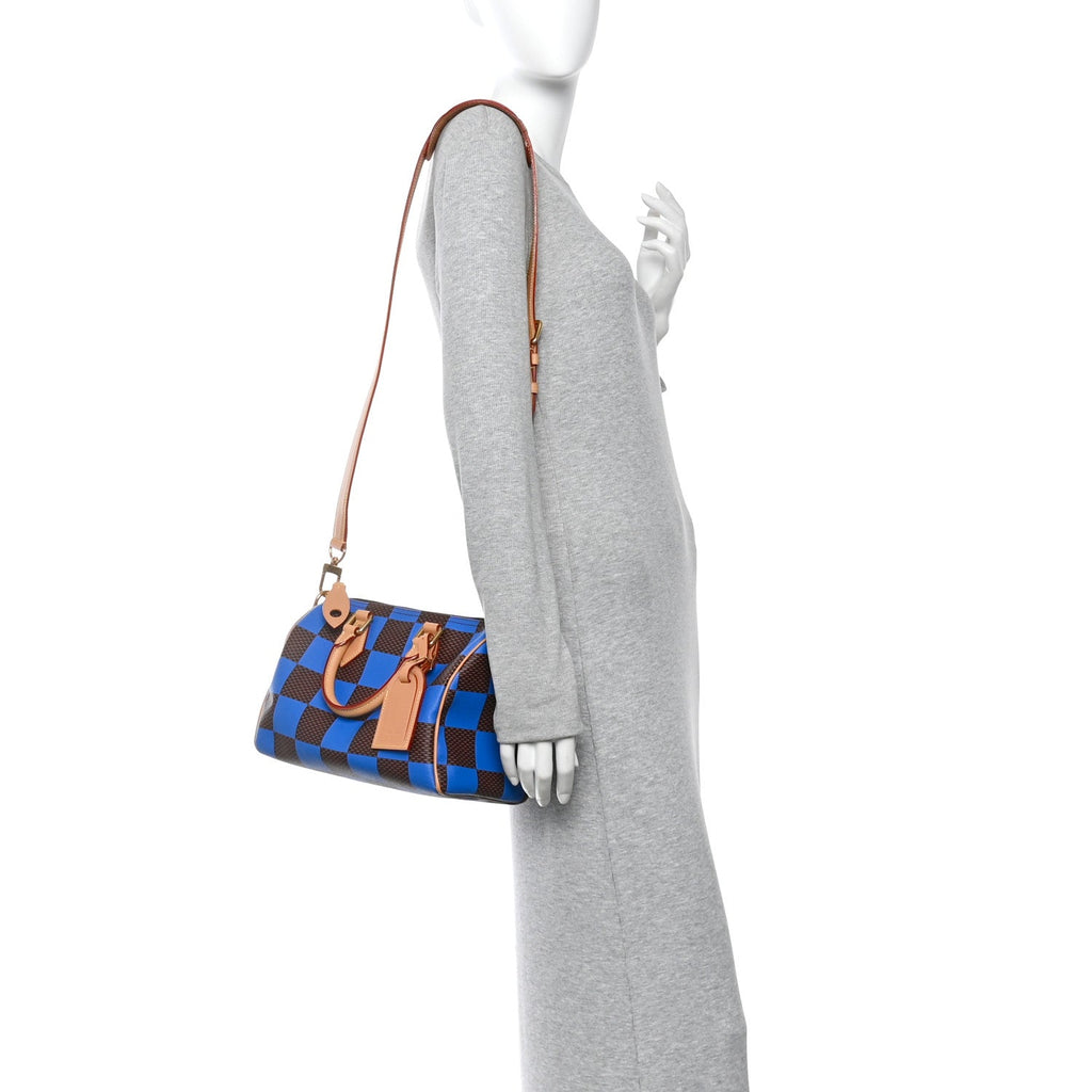 Damier Pop Speedy Bandouliere 25 Blue