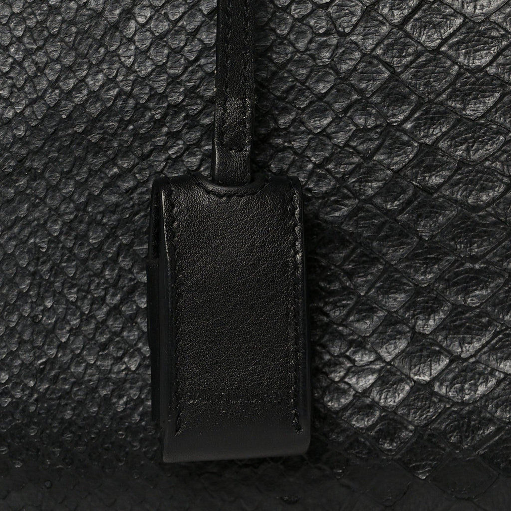 Python Calfskin Embossed Small Sac de Jour Black