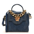Denim La Medusa Chain Tote Navy Blue