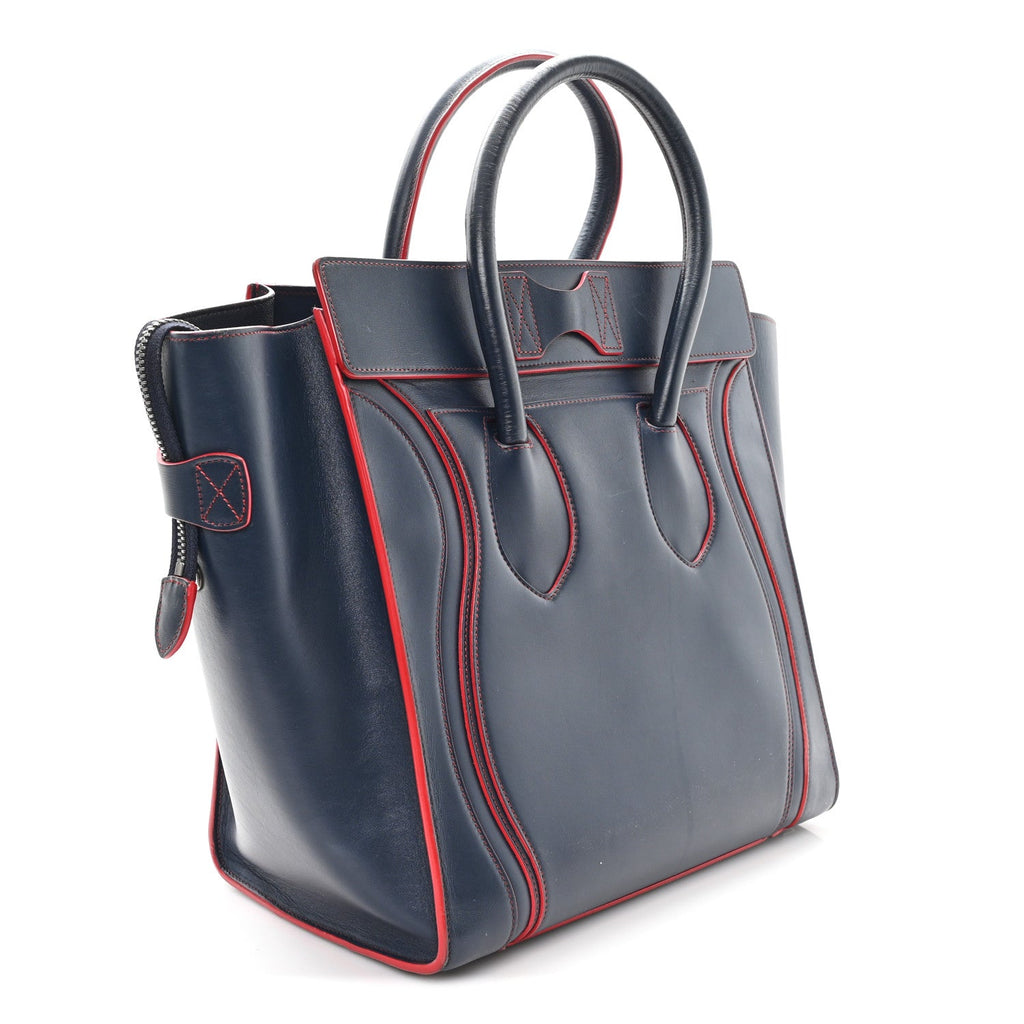 Smooth Calfskin Mini Luggage Navy Red