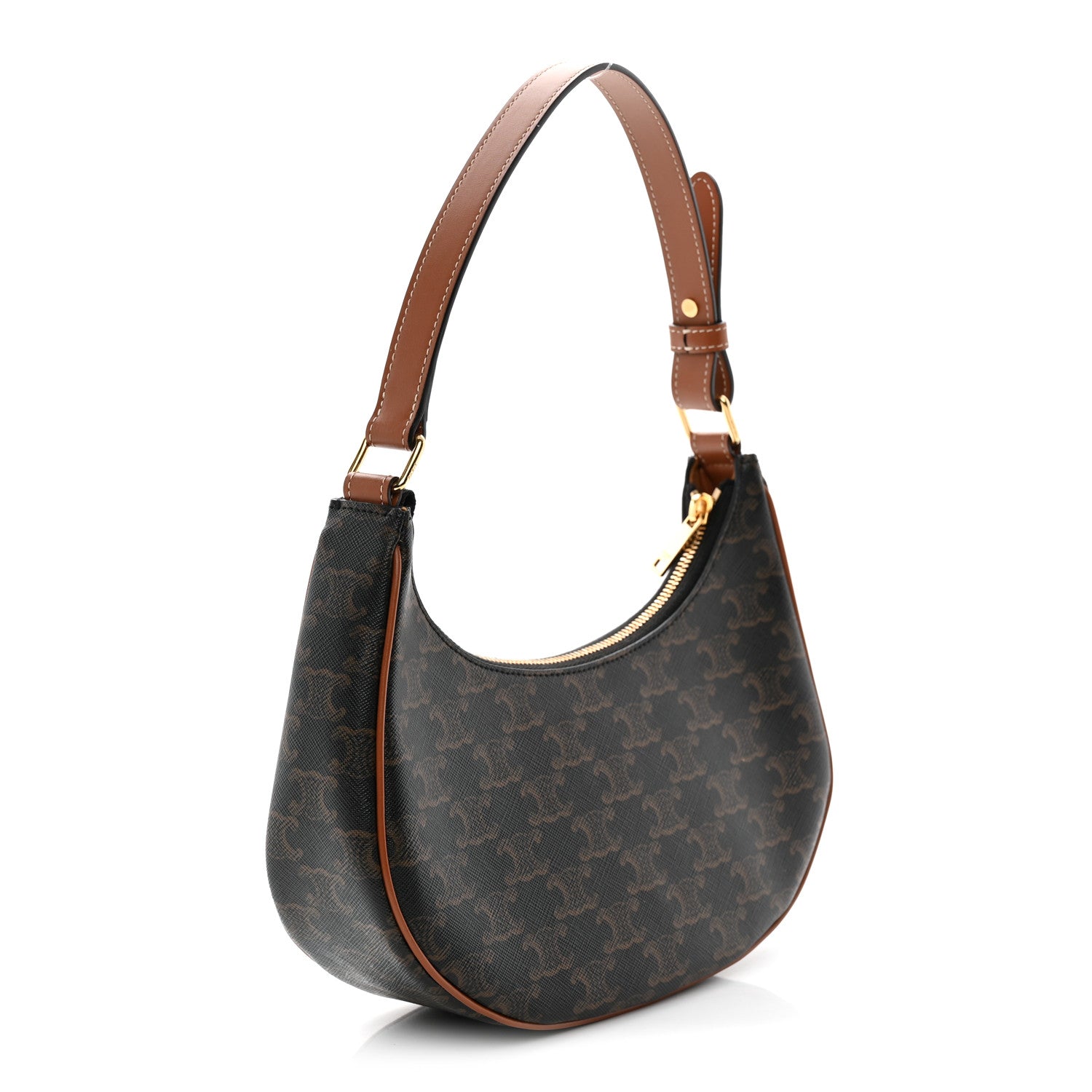 Triomphe Canvas Calfskin Ava Shoulder Bag Tan