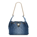 Washed Denim Quilted Small Chanel 25 Handbag Blue