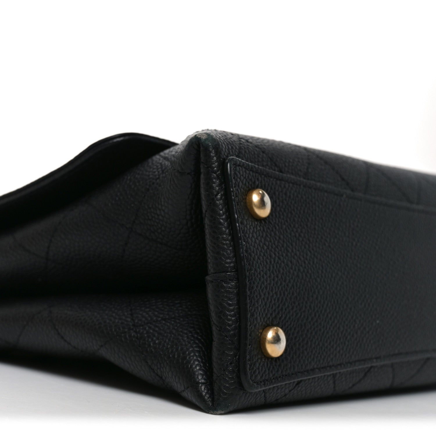 Caviar Diamond Stitched Top Handle Flap Black