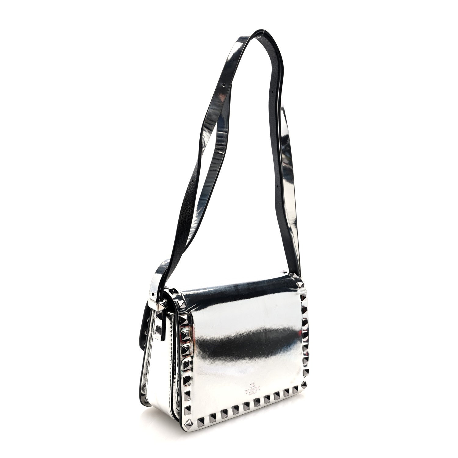 Mirror Calfskin Small Rockstud23 Shoulder Bag Silver