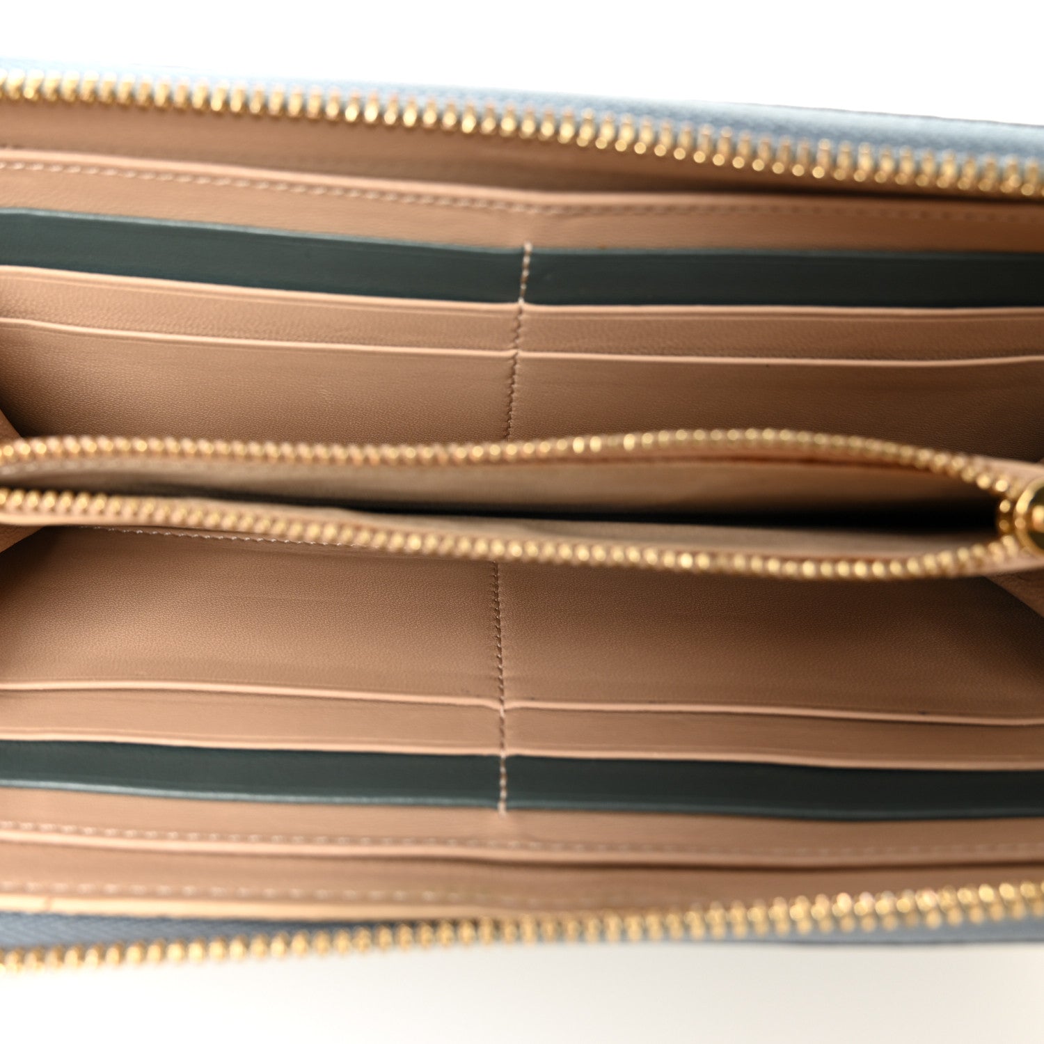Grained Calfskin Alphabet Long Zip Around Wallet Cloudy Blue